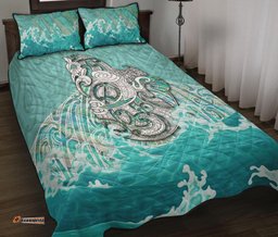 Maori Manaia The Blue Sea Quilt Bed Set, Turquoise