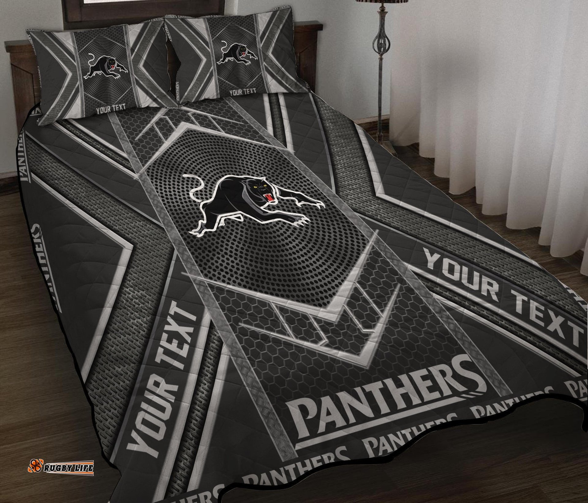 Personalised Penrith Panthers Limited Edition Quilt Bedding Set NRL Metal