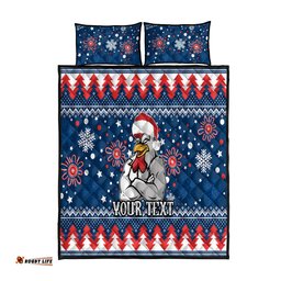 Custom Roosters Rugby Quilt Bed Set Chirstmas Vibe