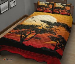 quilt bed set sunset and tree in australia