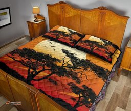 quilt bed set sunset and tree in australia