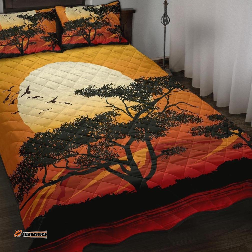 quilt bed set sunset and tree in australia