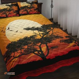 quilt bed set sunset and tree in australia