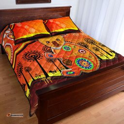Aboriginal Art Koala Quilt Bed Set Indigenous Unique Vibes Orange