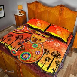 Aboriginal Art Koala Quilt Bed Set Indigenous Unique Vibes Orange