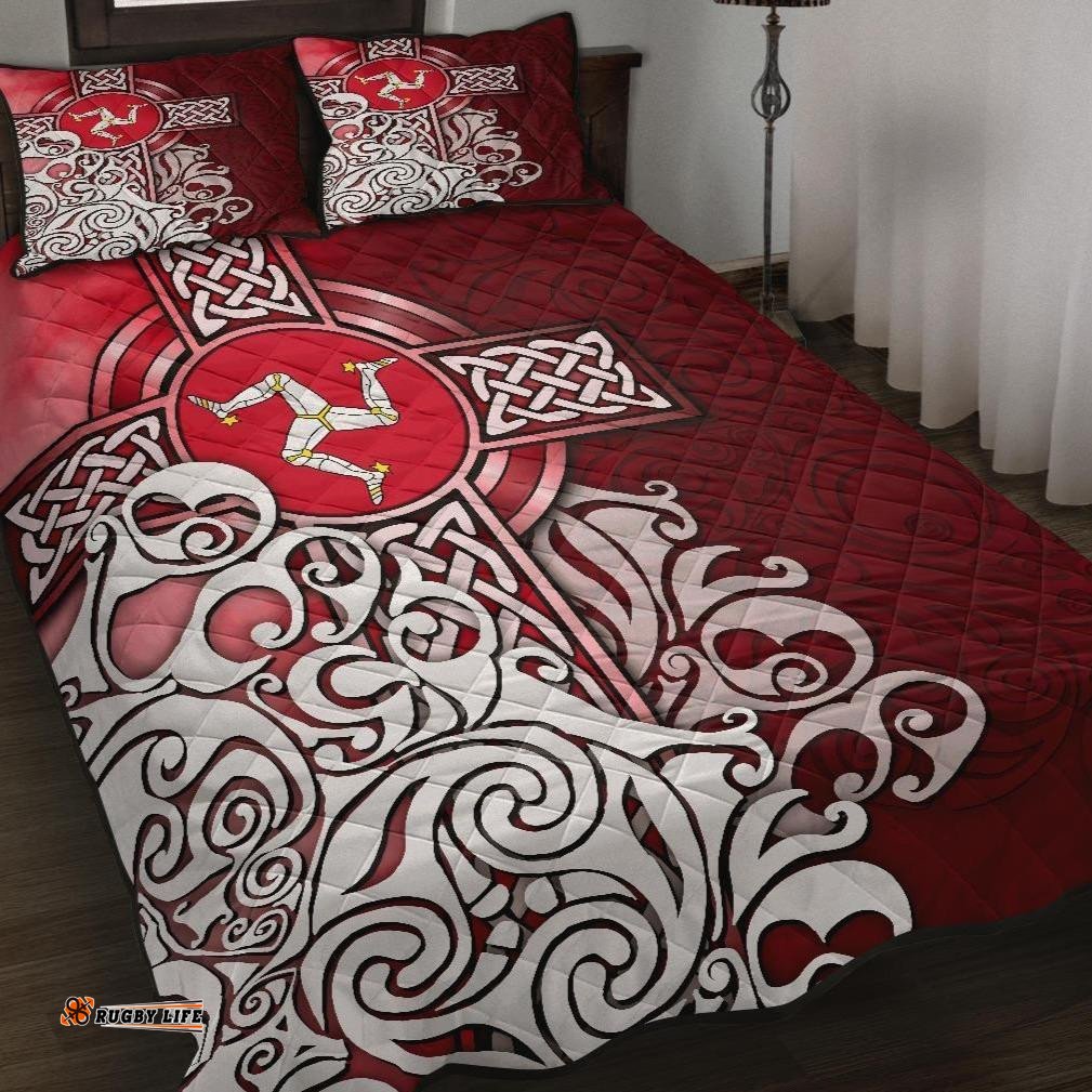 Celtic Quilt Bed Set Isle Of Man Flag With Celtic Cross