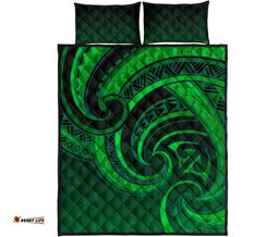 New Zealand Maori Mangopare Quilt Bed Set Polynesian Green