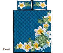 Plumeria Sea Turtle Quilt Bed Set