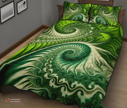 New Zealand Quilt Bed Set, Koru Fern Quilt And Pillow Cover Abstract Style