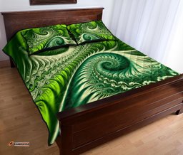 New Zealand Quilt Bed Set, Koru Fern Quilt And Pillow Cover Abstract Style