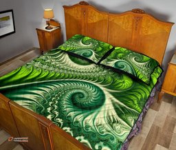 New Zealand Quilt Bed Set, Koru Fern Quilt And Pillow Cover Abstract Style