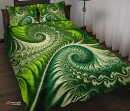 New Zealand Quilt Bed Set, Koru Fern Quilt And Pillow Cover Abstract Style