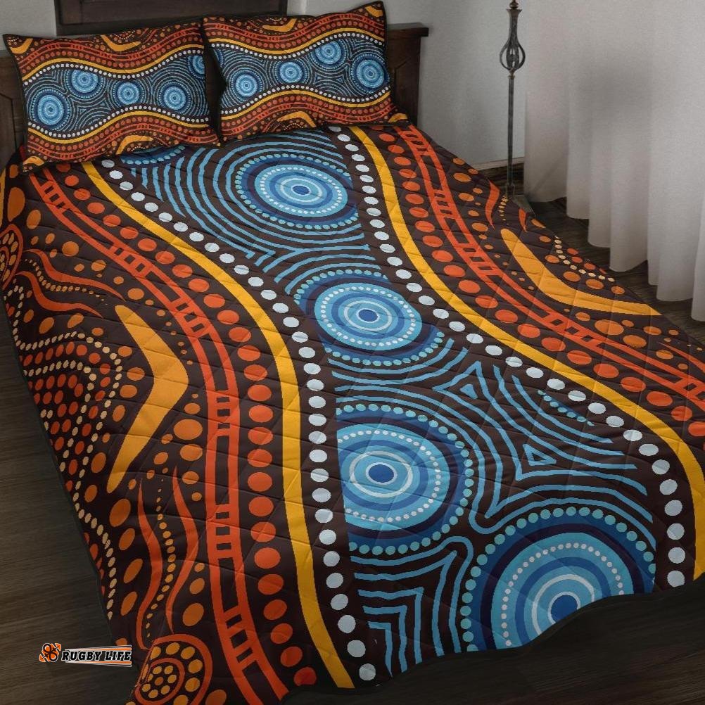 Aboriginal Quilt Bed Set Boomerang Circle Dot Painting Art Ver01