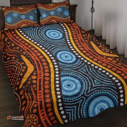 Aboriginal Quilt Bed Set Boomerang Circle Dot Painting Art Ver01