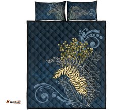 New Zealand Silver Fern Quilt Bed Set Navy