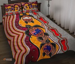 Aboriginal Quilt Cover Set, Turtle Patterns Aus Flag Opera Sydney