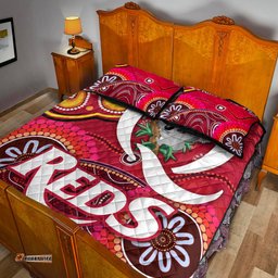 Queensland Reds Aboriginal Quilt Bed Set Koala Indigenous Vibes