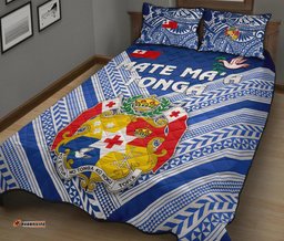 Mate Ma'a Tonga Rugby Quilt Bed Set Polynesian Creative Style Blue