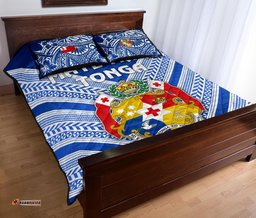 Mate Ma'a Tonga Rugby Quilt Bed Set Polynesian Creative Style Blue