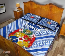 Mate Ma'a Tonga Rugby Quilt Bed Set Polynesian Creative Style Blue
