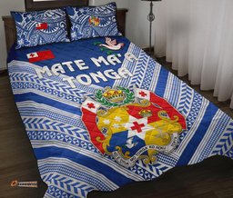 Mate Ma'a Tonga Rugby Quilt Bed Set Polynesian Creative Style Blue