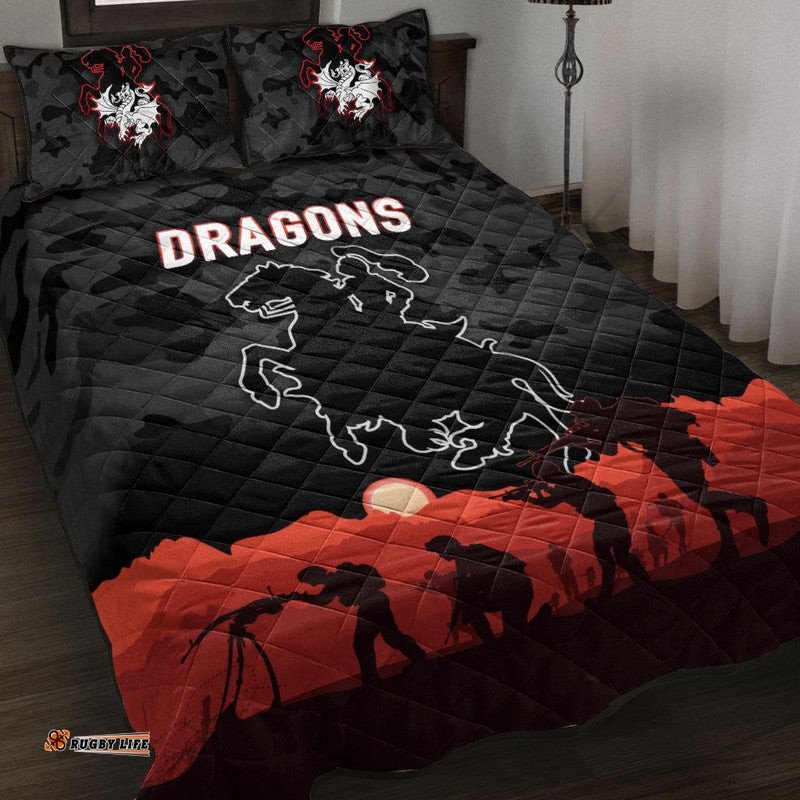 St. George Illawarra Dragons ANZAC Quilt Bed Set Simple Style Black