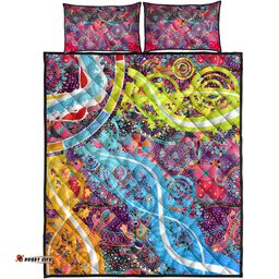 aboriginal art colorful vibes quilt bed set indigenous
