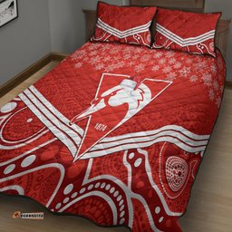 Swans Football Christmas Quilt Bed Set Merry Xmas Mix Aboriginal Art