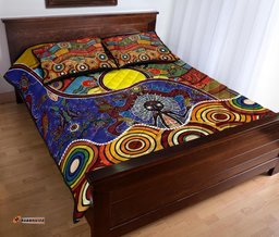 Aboriginal Quilt Bed Set Shaman People and Animals