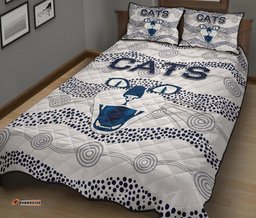 Geelong Quilt Bed Set Cats Indigenous White