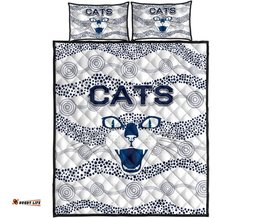 Geelong Quilt Bed Set Cats Indigenous White
