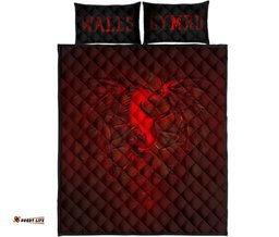 Wales Quilt Bed Set, Welsh Dragon Lava