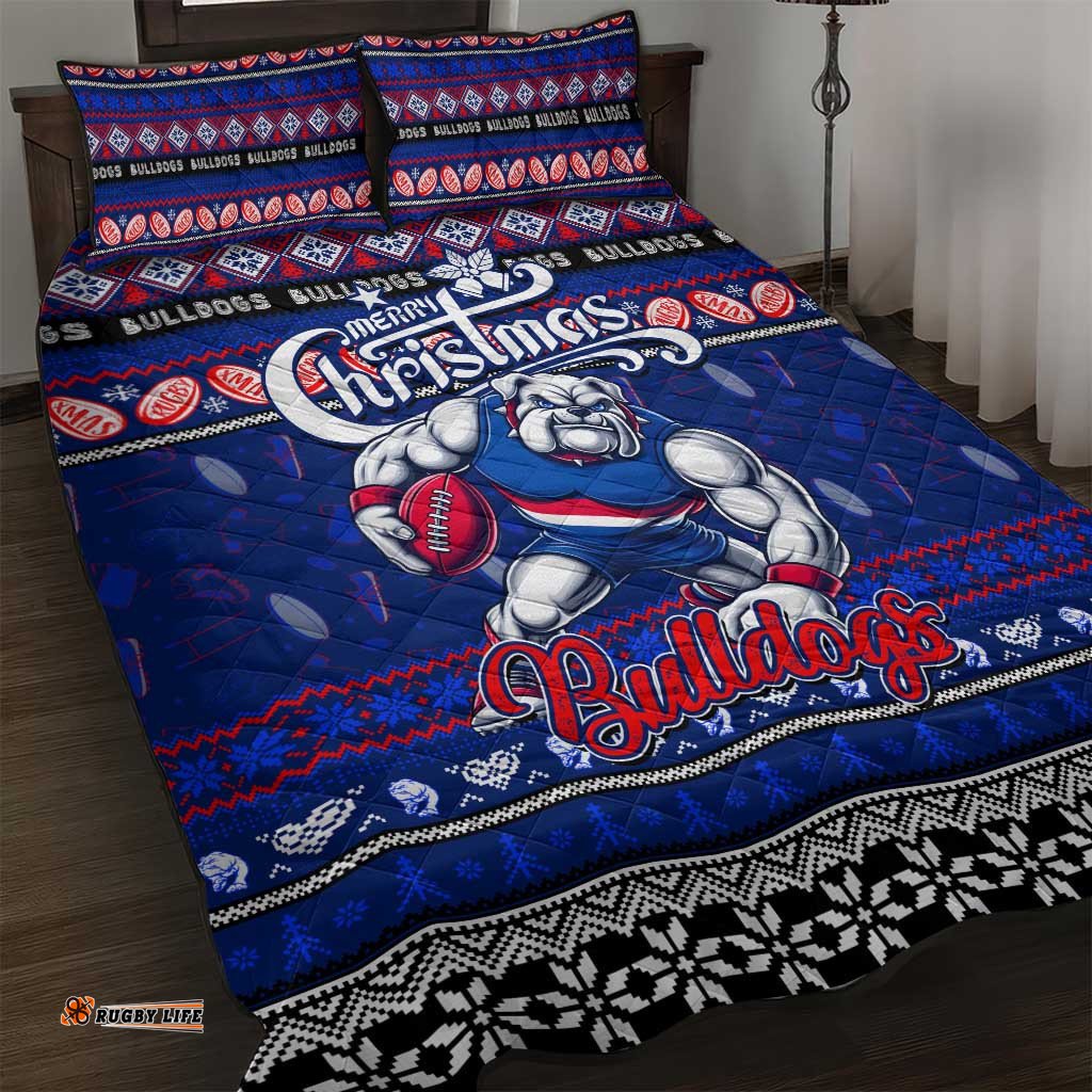 Bulldogs Football Xmas Quilt Bed Set Australia AFL Mascot