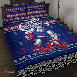 Bulldogs Football Xmas Quilt Bed Set Australia AFL Mascot