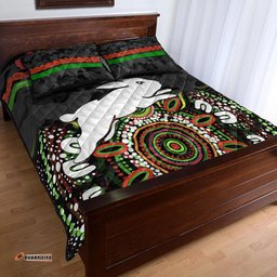 Custom Personalised South Sydney Rabbitohs ANZAC Quilt Bed Set Indigenous Vibes Black