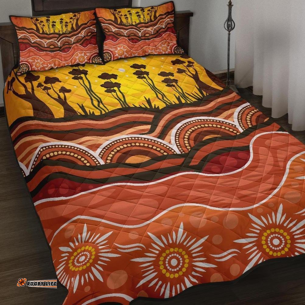 Aboriginal Quilt Bed Set Boab Tree Dot Painting Ver01