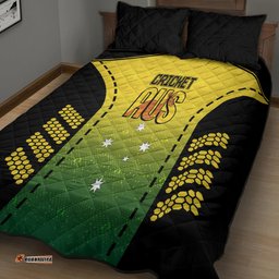 Australia Cricket Quilt Bed Set Kangaroo Champions Go Aussies