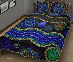 Quilt Bed Set Aboriginal Dot Unique Style Blue