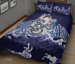 Maori Manaia The Blue Sea Quilt Bed Set, Navy