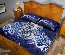 Maori Manaia The Blue Sea Quilt Bed Set, Navy