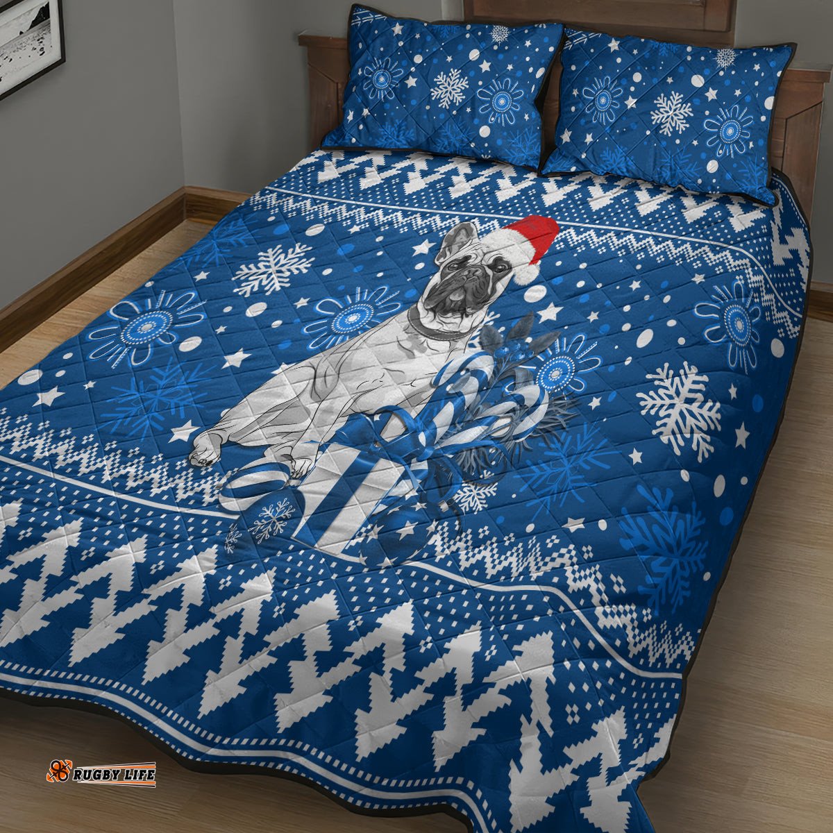 Bulldogs Rugby Quilt Bed Set Christmas Vibe