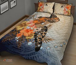 Polynesian Turtle Hibiscus Sea Shell Quilt Bed Set