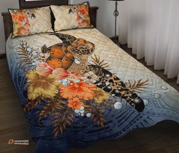 Polynesian Turtle Hibiscus Sea Shell Quilt Bed Set