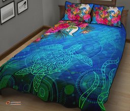 Qui Bed Set Torres Strait Blue Sea With Hibiscus