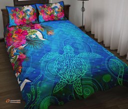 Qui Bed Set Torres Strait Blue Sea With Hibiscus