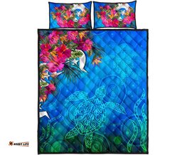 Qui Bed Set Torres Strait Blue Sea With Hibiscus