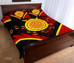 Aboriginal Quilt Bed Set Indigenous Flag With Footprint Hand Art