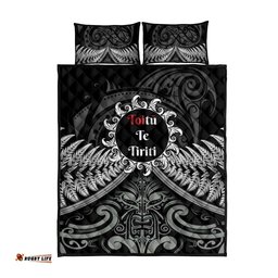 Toitu Te Tiriti Aotearoa Silver Fern Quilt Bed Set New Zealand Maori Pattern
