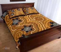 Aboriginal Quilt Bed Set Indigenous Turtle Gold Version