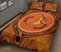 Aboriginal Quilt Bed Set Indigenous Kangaroo Circle Dot Painting